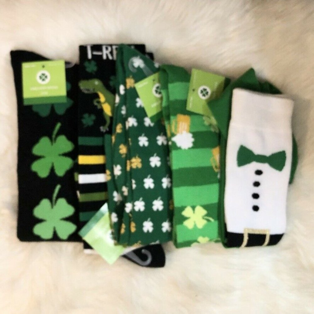 5 Pair St. Patricks Day Knee High Novelty Socks